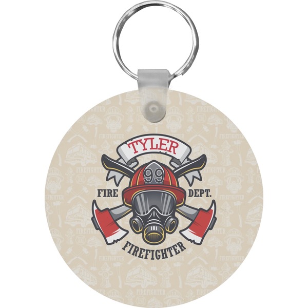 Custom Firefighter Round Plastic Keychain (Personalized)