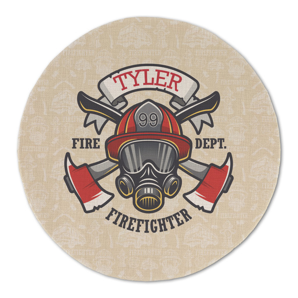 Firefighter Round Linen Placemats - FRONT (Double Sided)