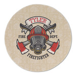 Firefighter Round Linen Placemat - Single Sided (Personalized)