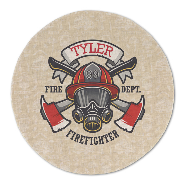 Custom Firefighter Round Linen Placemat (Personalized)