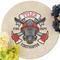 Firefighter Round Linen Placemats - Front (w flowers)