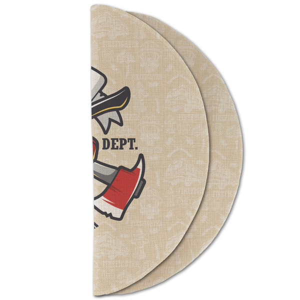 Firefighter Round Linen Placemats - HALF FOLDED (double sided)