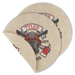 Firefighter Round Linen Placemat - Double Sided (Personalized)