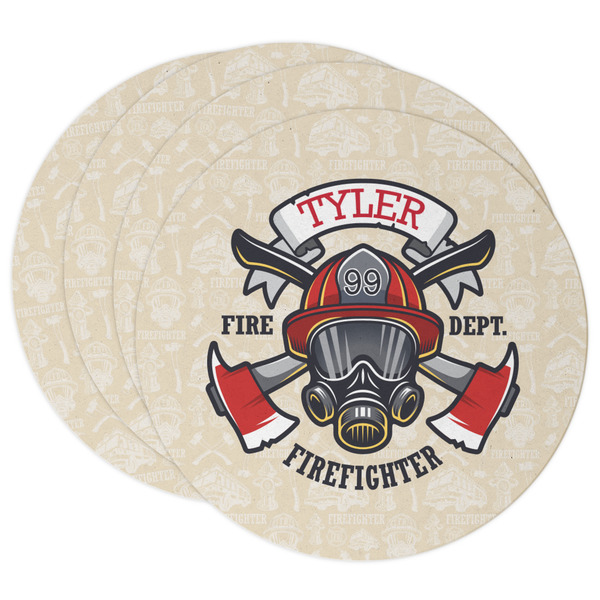 Custom Firefighter Round Paper Coasters w/ Name or Text
