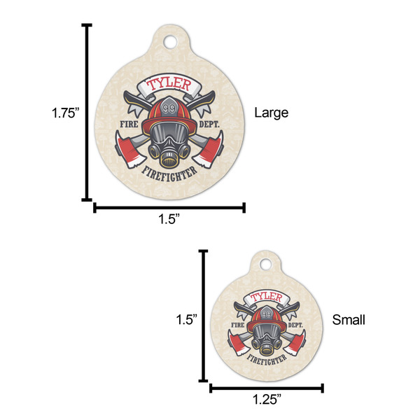 Firefighter Round Pet ID Tag - Large - Comparison Scale