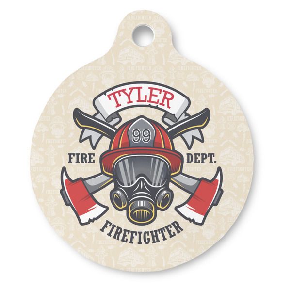 Custom Firefighter Round Pet ID Tag (Personalized)