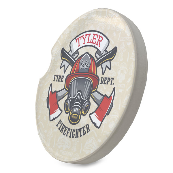 Firefighter Sandstone Car Coaster - STANDING ANGLE