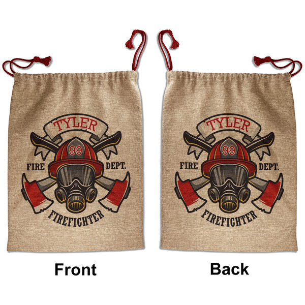 Firefighter Santa Bag - Front and Back