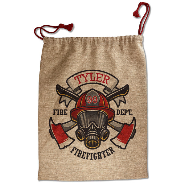 Custom Firefighter Santa Sack - Front (Personalized)