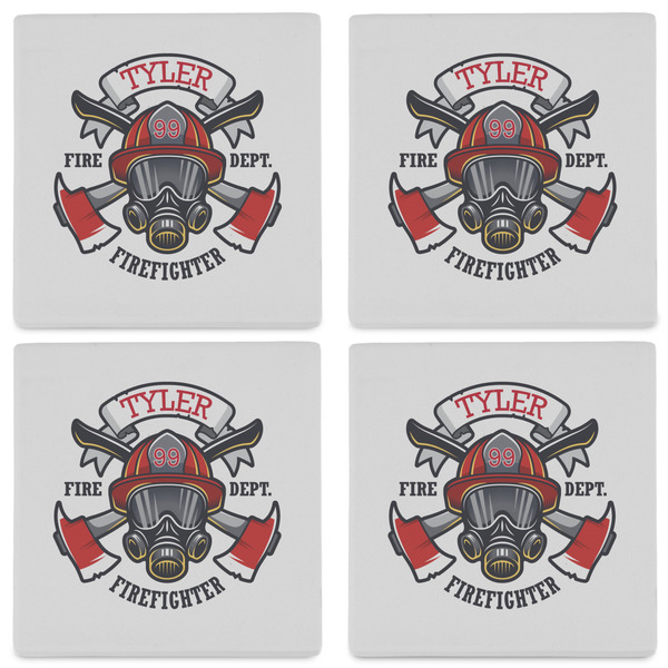 Firefighter Set of 4 Sandstone Coasters - See All 4 View