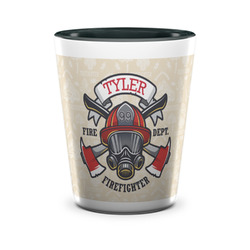 Firefighter Ceramic Shot Glass - 1.5 oz - Two Tone - Set of 4 (Personalized)