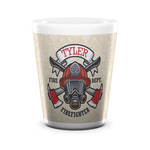 Firefighter Ceramic Shot Glass - 1.5 oz - White - Set of 4 (Personalized)