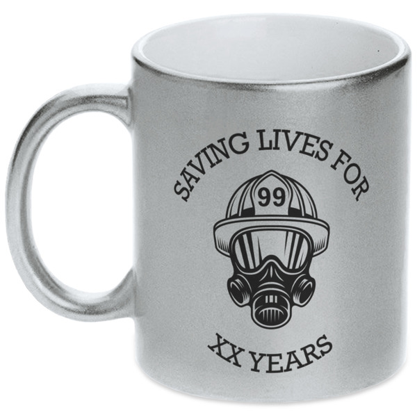 Custom Firefighter Metallic Silver Mug (Personalized)