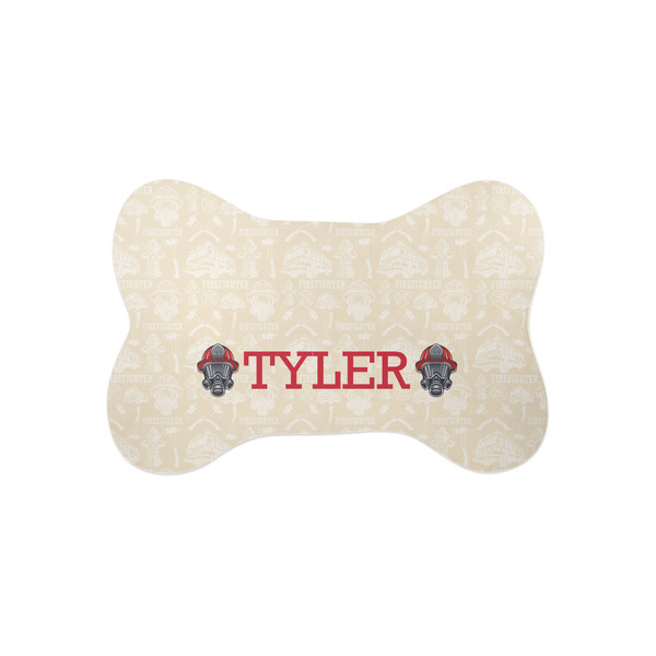 Custom Firefighter Bone Shaped Dog Food Mat (Small) (Personalized)