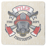 Firefighter Square Rubber Backed Coaster (Personalized)