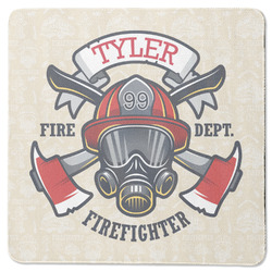 Firefighter Square Rubber Backed Coaster (Personalized)