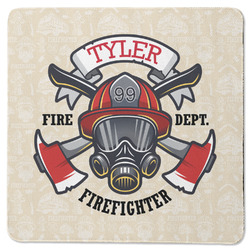 Firefighter Square Rubber Backed Coaster (Personalized)