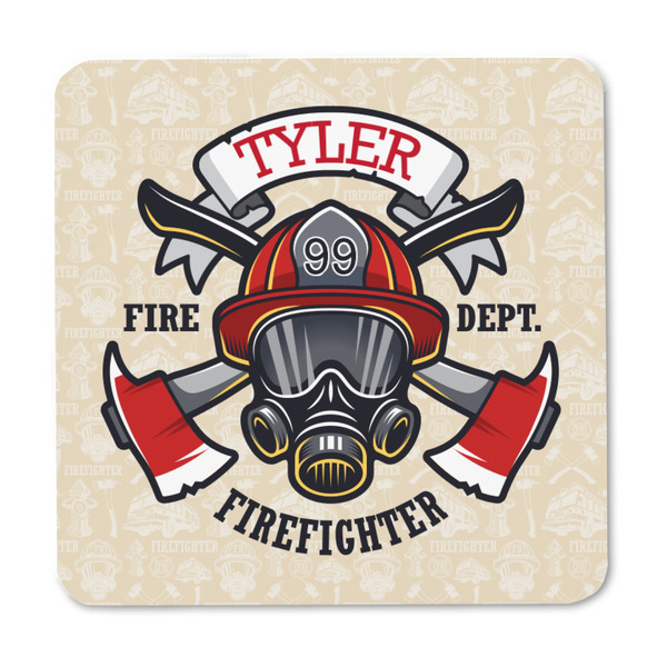 Firefighter Square Fridge Magnet - FRONT