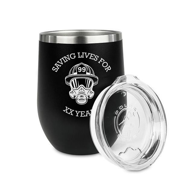 Firefighter Stainless Wine Tumblers - Black - Single Sided - Alt View