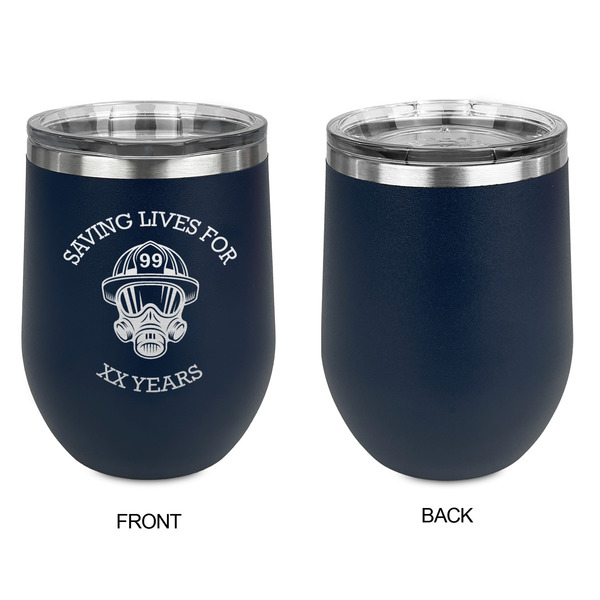 Firefighter Stainless Wine Tumblers - Navy - Single Sided - Approval