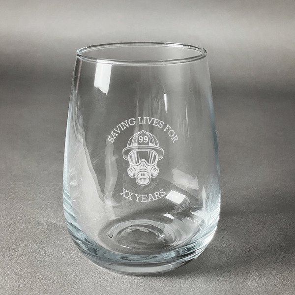 Custom Firefighter Stemless Wine Glass - Engraved (Personalized)