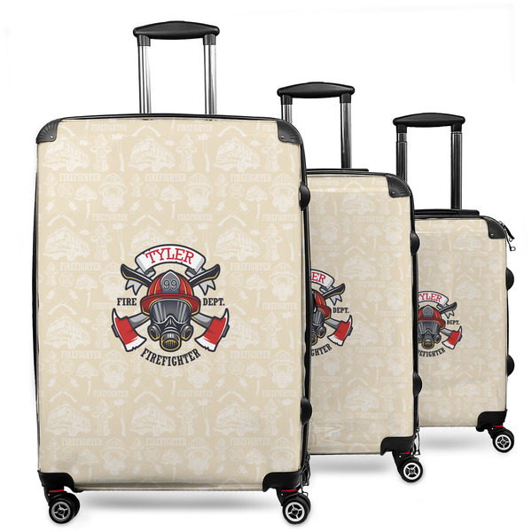 Custom Firefighter 3 Piece Luggage Set - 20" Carry On, 24" Medium Checked, 28" Large Checked (Personalized)