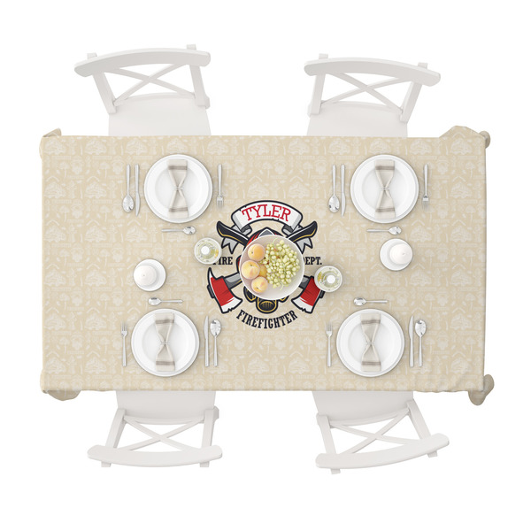 Firefighter Tablecloths (58"x102") - TOP VIEW (with plates)