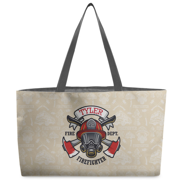 Custom Firefighter Beach Totes Bag - w/ Black Handles (Personalized)