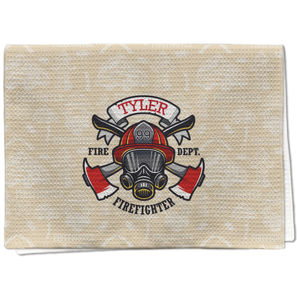 Custom Firefighter Kitchen Towel - Waffle Weave - Full Color Print (Personalized)