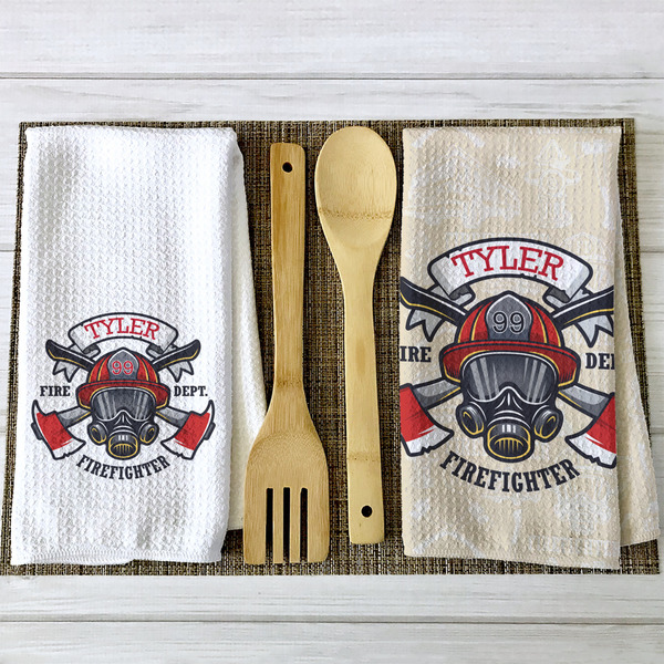 Firefighter Waffle Weave Towels - 2 Print Styles