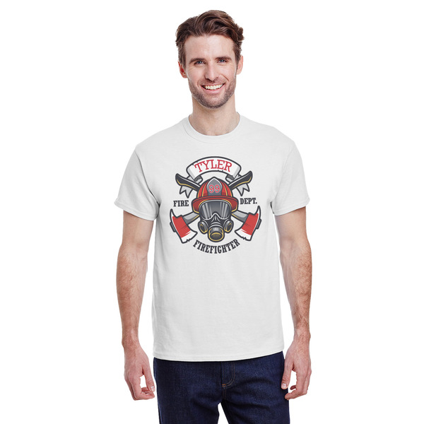 Custom Firefighter T-Shirt - White - 2XL (Personalized)