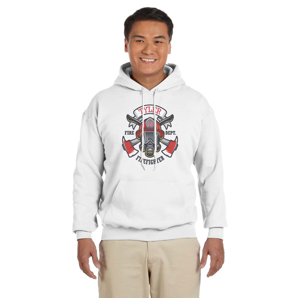 Custom Firefighter Hoodie - White - Large (Personalized)