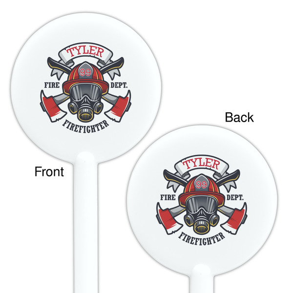 Firefighter White Plastic 5.5" Stir Stick - Double Sided - Round - Front & Back