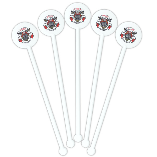 Firefighter White Plastic 5.5" Stir Stick - Fan View