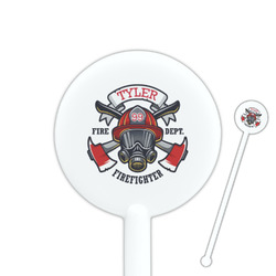 Firefighter 5.5" Round Plastic Stir Sticks - White - Single Sided (Personalized)
