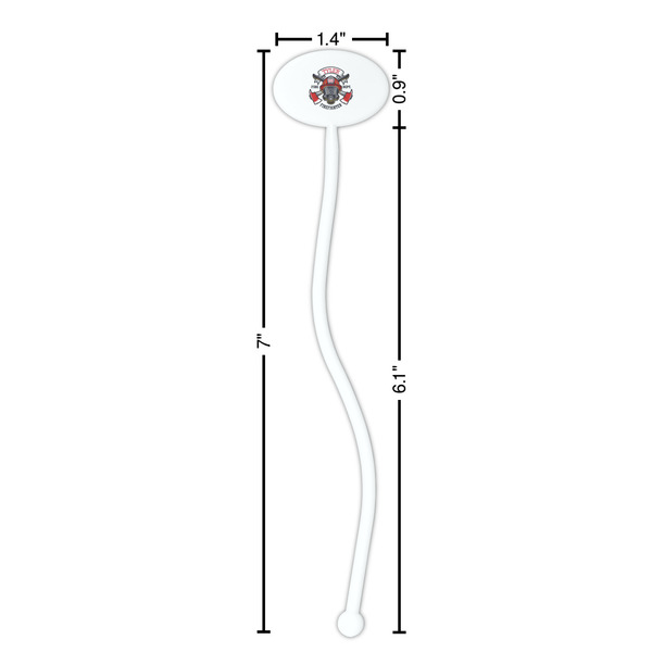 Firefighter White Plastic 7" Stir Stick - Oval - Dimensions
