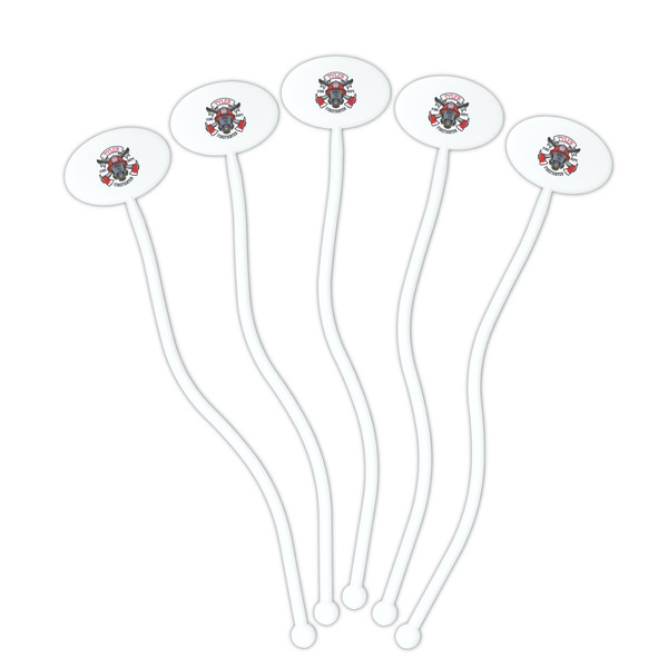 Firefighter White Plastic 7" Stir Stick - Oval - Fan