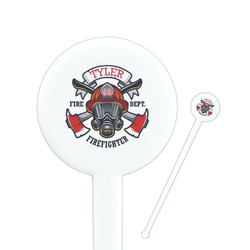 Firefighter 7" Round Plastic Stir Sticks - White - Single Sided (Personalized)