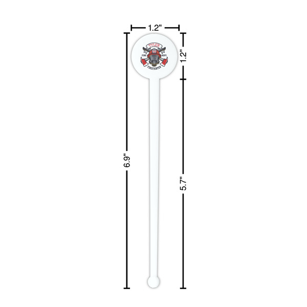 Firefighter White Plastic 7" Stir Stick - Round - Dimensions
