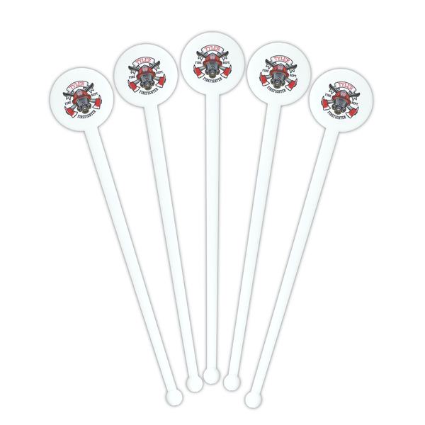 Firefighter White Plastic 7" Stir Stick - Round - Fan View