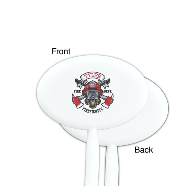 Firefighter White Plastic 7" Stir Stick - Single Sided - Oval - Front & Back