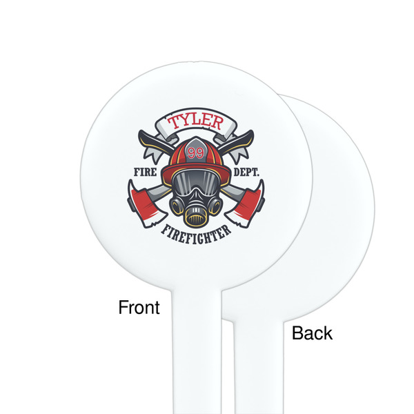 Firefighter White Plastic 7" Stir Stick - Single Sided - Round - Front & Back