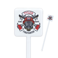 Firefighter Square Plastic Stir Sticks - Single Sided (Personalized)