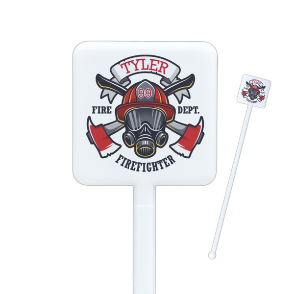 Custom Firefighter Square Plastic Stir Sticks (Personalized)