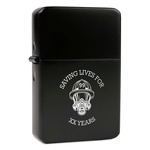 Firefighter Windproof Lighter - Black - Single Sided & Lid Engraved (Personalized)