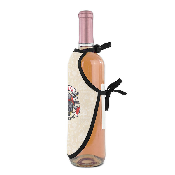 Firefighter Wine Bottle Apron - DETAIL WITH CLIP ON NECK