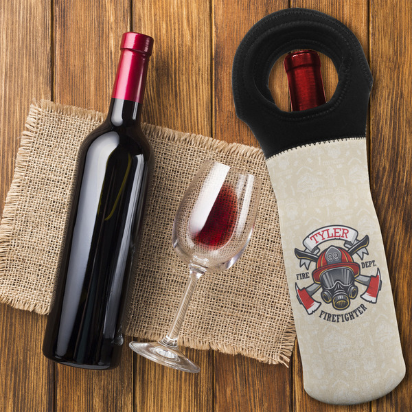 Firefighter Wine Tote Bag - FLATLAY