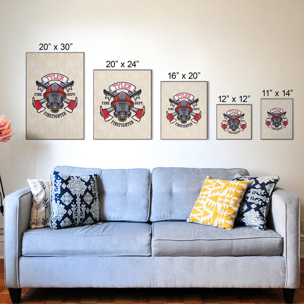 Firefighter Wood Prints - Size Comparison