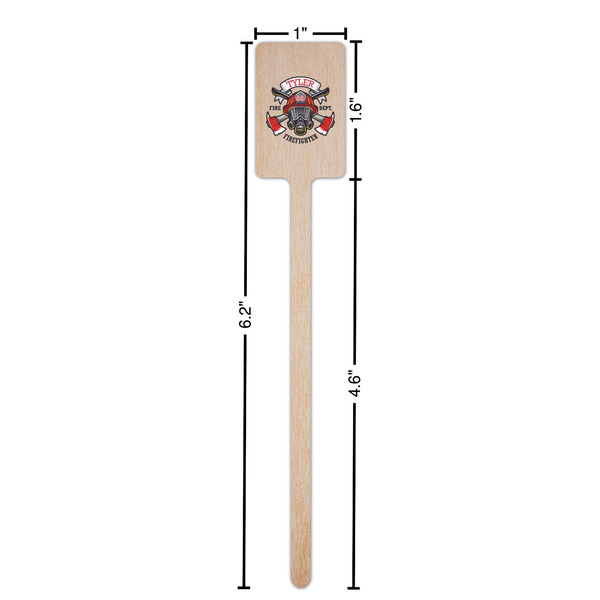 Firefighter Wooden 6.25" Stir Stick - Rectangular - Dimensions