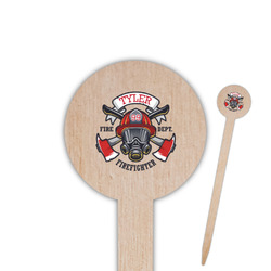 Firefighter 6" Round Wooden Food Picks - Single Sided (Personalized)